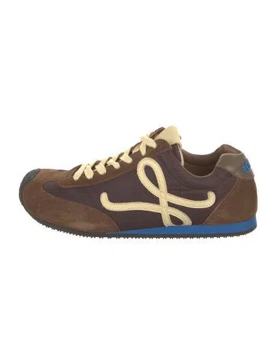 Pre-owned Loewe Suede Colorblock Pattern Sneakers In Brown