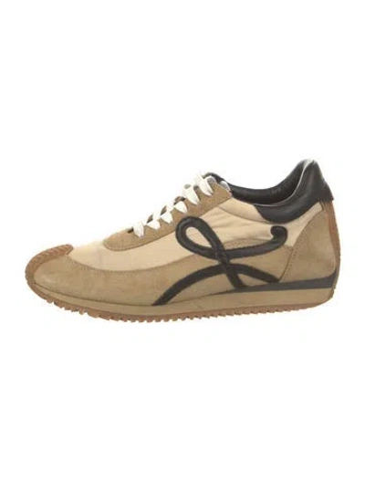 Pre-owned Loewe Suede Colorblock Pattern Sneakers In Neutral