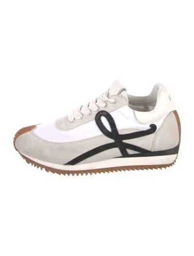 Pre-owned Loewe Suede Colorblock Pattern Sneakers In Neutral