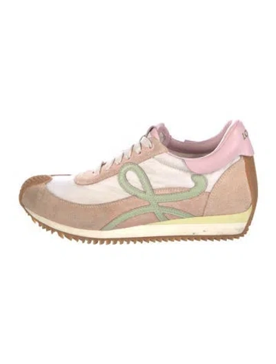 Pre-owned Loewe Suede Colorblock Pattern Sneakers In Pink