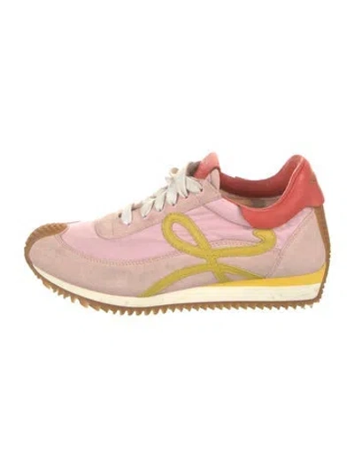 Pre-owned Loewe Suede Colorblock Pattern Sneakers In Pink