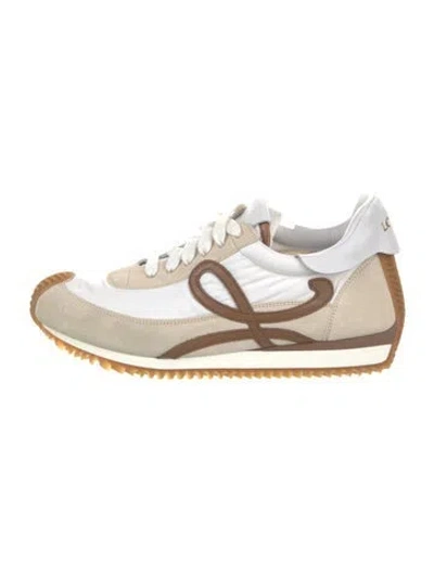 Pre-owned Loewe Suede Colorblock Pattern Sneakers In White