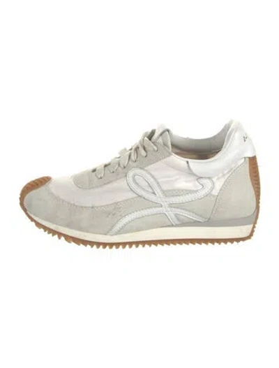 Pre-owned Loewe Suede Colorblock Pattern Sneakers In White