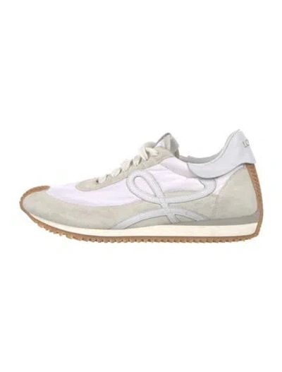 Pre-owned Loewe Suede Colorblock Pattern Sneakers In White