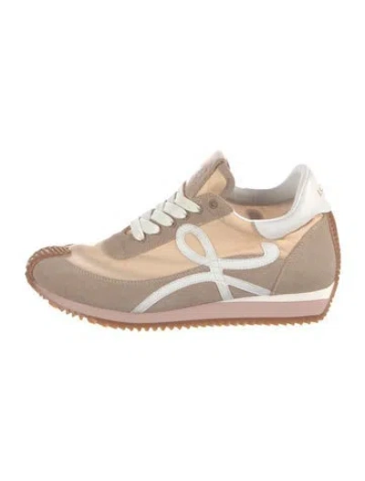Pre-owned Loewe Suede Colorblock Pattern Sneakers In White