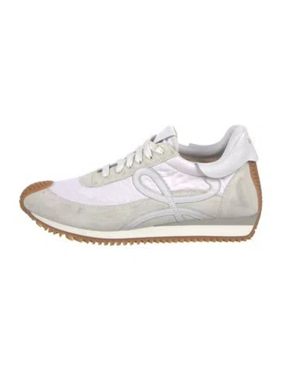 Pre-owned Loewe Suede Colorblock Pattern Sneakers In White