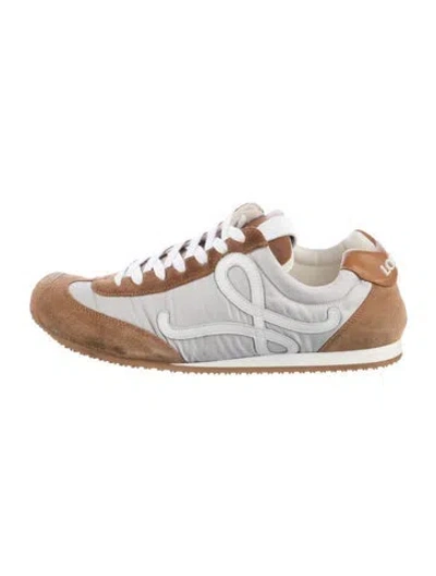 Pre-owned Loewe Suede Colorblock Pattern Sneakers In White