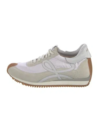 Pre-owned Loewe Suede Colorblock Pattern Sneakers In White