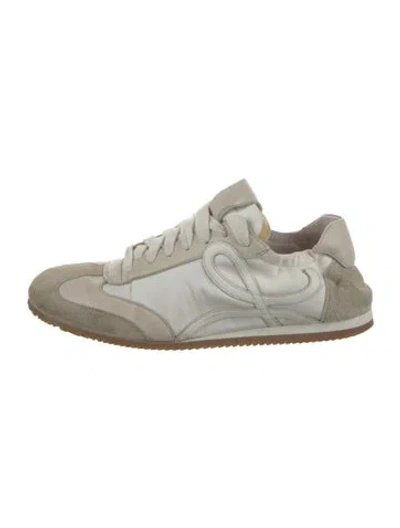 Pre-owned Loewe Suede Colorblock Pattern Sneakers In White