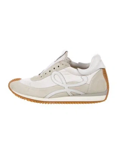 Pre-owned Loewe Suede Colorblock Pattern Sneakers In White