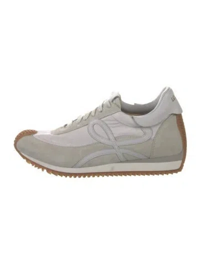 Pre-owned Loewe Suede Colorblock Pattern Sneakers In White