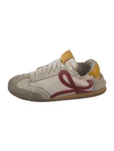 Pre-owned Loewe Suede Colorblock Pattern Sneakers In White