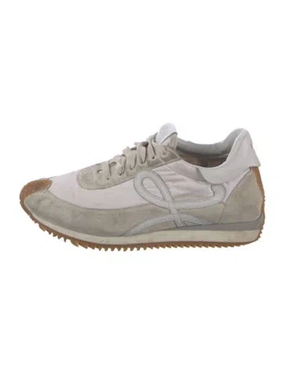Pre-owned Loewe Suede Colorblock Pattern Sneakers In White