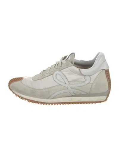Pre-owned Loewe Suede Colorblock Pattern Sneakers In White