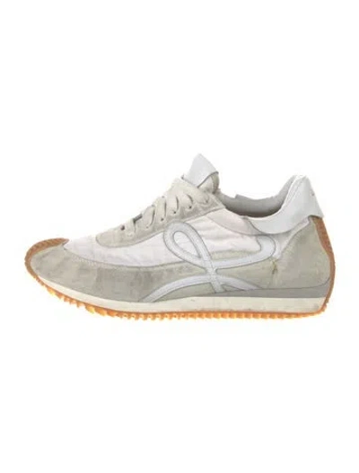 Pre-owned Loewe Suede Colorblock Pattern Sneakers In White