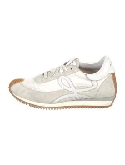 Pre-owned Loewe Suede Colorblock Pattern Sneakers In White