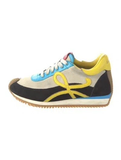 Pre-owned Loewe Suede Colorblock Pattern Sneakers In Yellow