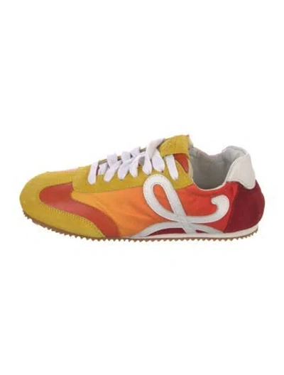 Pre-owned Loewe Suede Colorblock Pattern Sneakers In Yellow