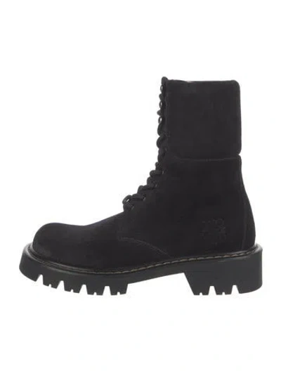 Pre-owned Loewe Suede Combat Boots In Black
