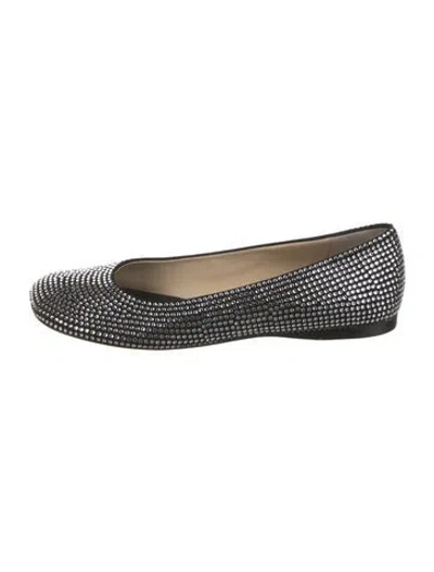 Pre-owned Loewe Suede Crystal Embellishments Flats In Black