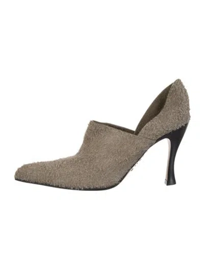 Pre-owned Loewe Suede D'orsay Pumps In Neutral