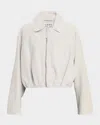 Loewe Draped Suede Jacket In Gray