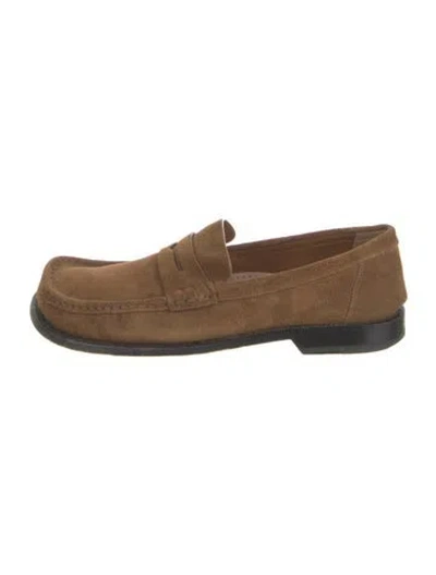 Pre-owned Loewe Suede Dress Loafers In Brown