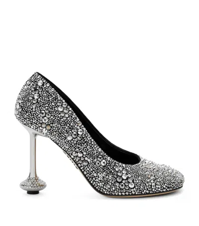 Loewe Suede Embellished Toy Pumps 90 In Silver