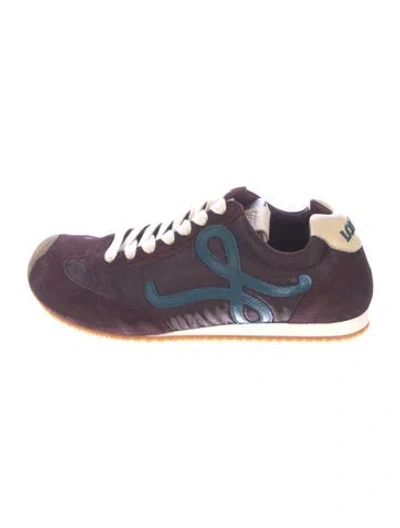 Pre-owned Loewe Suede Embroidered Accent Athletic Sneakers In Purple