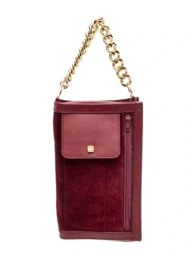 Pre-owned Loewe Suede Evening Bag Vintage In Red