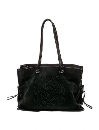 Pre-owned Loewe Suede Flamenco Knot In Green