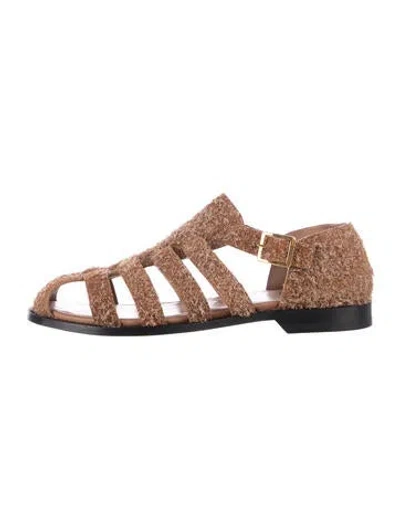 Pre-owned Loewe Suede Flats In Brown
