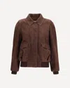 Loewe Suede Jacket Collared Design Front Pockets In Brown