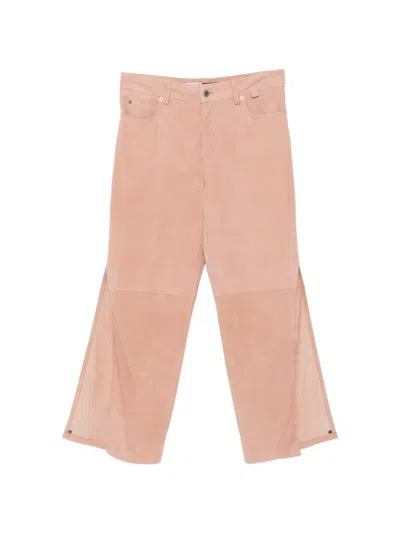 Loewe Suede Goat-skin Trousers In Pink