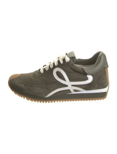 Pre-owned Loewe Suede Graphic Print Athletic Sneakers In Green