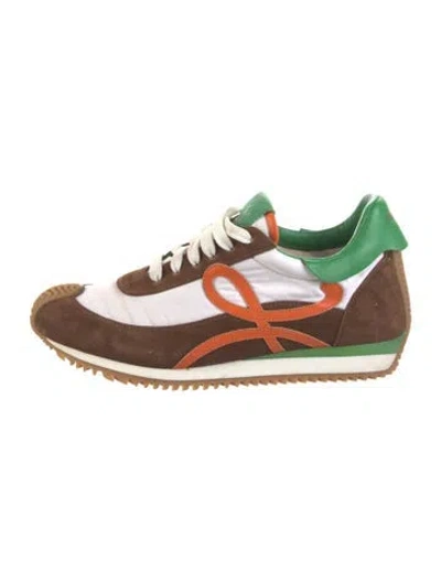 Pre-owned Loewe Suede Graphic Print Athletic Sneakers In Green