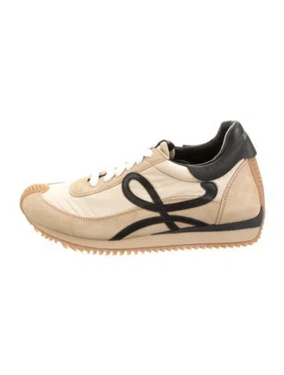 Pre-owned Loewe Suede Graphic Print Athletic Sneakers In Neutrals