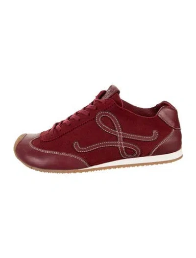 Pre-owned Loewe Suede Graphic Print Athletic Sneakers In Red