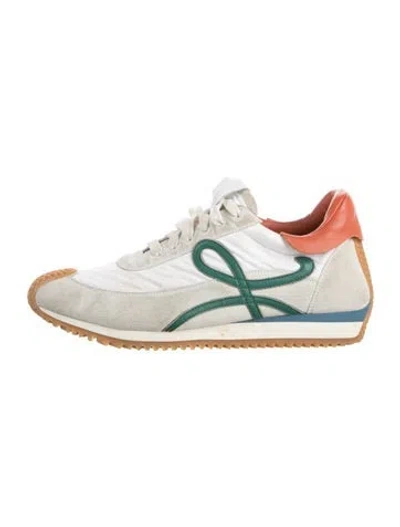 Pre-owned Loewe Suede Graphic Print Athletic Sneakers In White