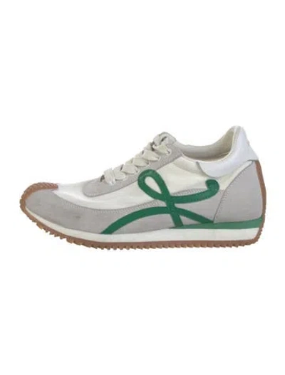 Pre-owned Loewe Suede Graphic Print Athletic Sneakers In White