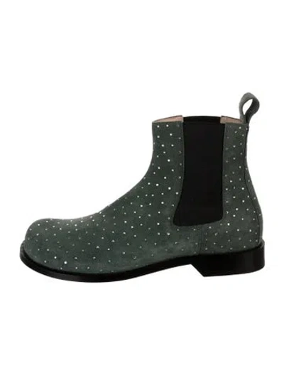 Pre-owned Loewe Suede Graphic Print Chelsea Boots In Green