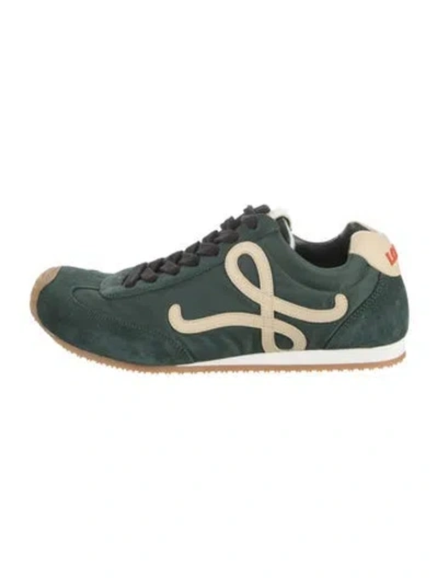 Pre-owned Loewe Suede Graphic Print Sneakers In Green