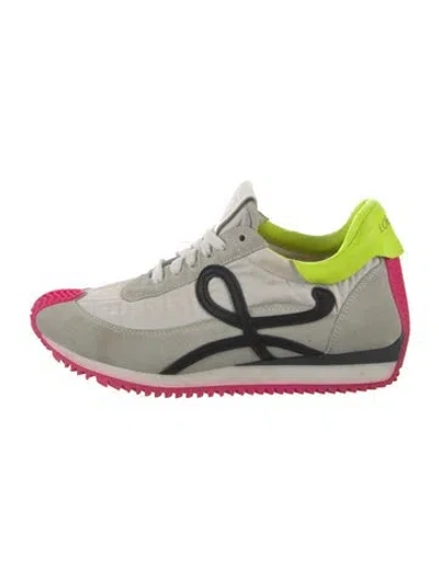 Pre-owned Loewe Suede Graphic Print Sneakers In Neutral