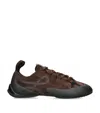 Loewe Grip Panelled Suede Sneakers In Brown