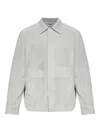 Loewe Men Suede Leather Overshirt In Gray