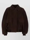 Loewe Suede Jacket Collared Design Front Pockets In Brown
