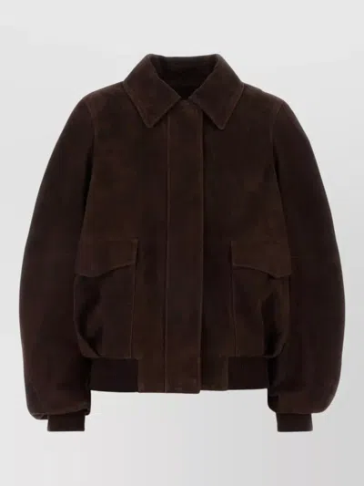 LOEWE SUEDE JACKET COLLARED DESIGN FRONT POCKETS