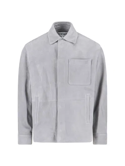 Loewe Suede Jacket In Gray
