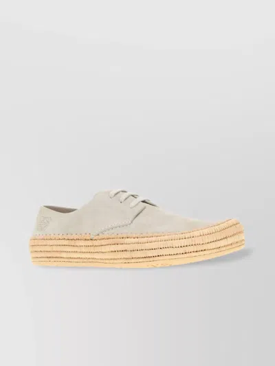 LOEWE SUEDE LACE-UP SHOES BRAIDED SOLE