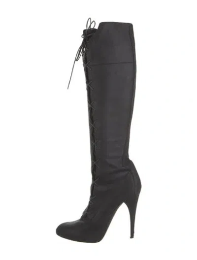 Pre-owned Loewe Suede Lace-up Boots In Black